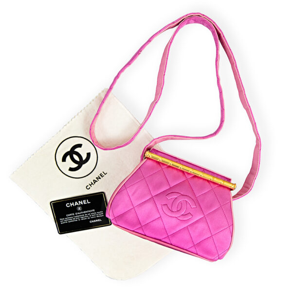 Chanel Pink Satin CC Evening Bag